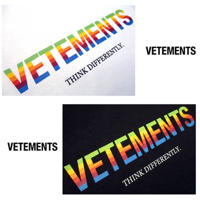 ヴェトモン VETEMENTS メンズ トップス Tシャツ 半袖 2color レインボーカラーロゴ・バックロゴ刺繍付きTシャツ  UE51TR620W/B 1611 WHITE/BLACK