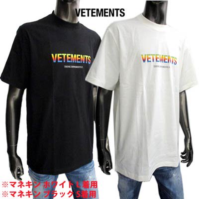 オーラリーAUVETEMENTS ヴェトモン フロントロゴプリントTシャツ 半袖 白 黒
