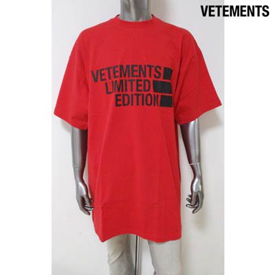 ヴェトモン VETEMENTS メンズ トップス Tシャツ 半袖 5色展開 ロゴ・バックロゴ刺繍付オーバーサイズTシャツ VE51TR810R/P/Y  1611 RED/PINK/YELLOW
