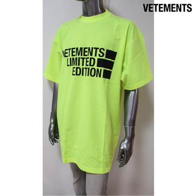 ヴェトモン VETEMENTS メンズ トップス Tシャツ 半袖 5色展開 ロゴ・バックロゴ刺繍付オーバーサイズTシャツ VE51TR810R/P/Y  1611 RED/PINK/YELLOW