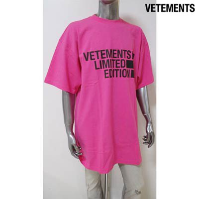 ヴェトモン VETEMENTS メンズ トップス Tシャツ 半袖 5色展開 ロゴ・バックロゴ刺繍付オーバーサイズTシャツ VE51TR810R/P/Y  1611 RED/PINK/YELLOW