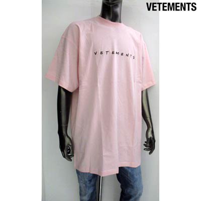 ヴェトモン VETEMENTS メンズ トップス Tシャツ 半袖 ポップロゴ刺繍付オーバーサイズTシャツ 白/黒/ピンク UE51TR340W/B/P  WHITE/BLACK/PINK