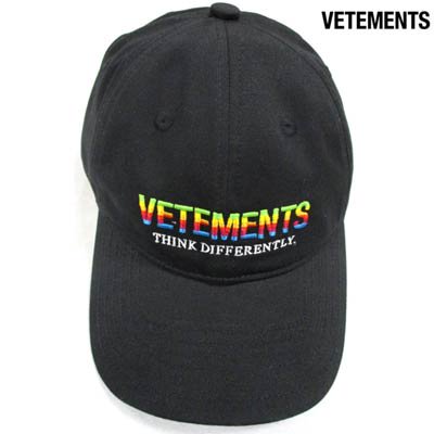 ヴェトモン VETEMENTS メンズ 小物 帽子 キャップ ロゴ ユニセックス可 VETEMENTSレインボーロゴ刺繍付キャップ ブラック  VE51CA400B 1052 BLACK