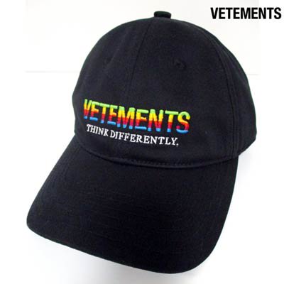 ヴェトモン VETEMENTS メンズ 小物 帽子 キャップ ロゴ ユニセックス可 VETEMENTSレインボーロゴ刺繍付キャップ ブラック  VE51CA400B 1052 BLACK