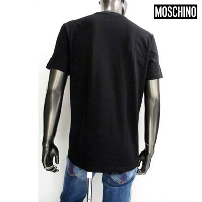 モスキーノ MOSCHINO メンズ トップス Tシャツ 半袖 ロゴ 2color フロントMOSCHINOゴールドロゴワッペン付きTシャツ 白/黒  ZDA0771 0240 1001/1555