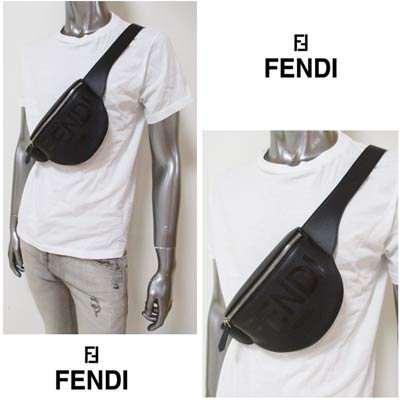 フェンディ FENDI メンズ 鞄 バッグ ボディーバッグ ユニセックス可 ベルト金具部分ロゴ刻印・ボディ型押しFENDIロゴ付きレザーボディーバッグ  7VA525 AFBF F0GXN