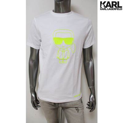カールラガーフェルド(KARL LAGERFELD), メンズ トップス Tシャツ 半袖 ロゴ 2color ネオンカラーKARL  LAGERFELDラバーロゴ・裾部分ロゴ, 755091 51122