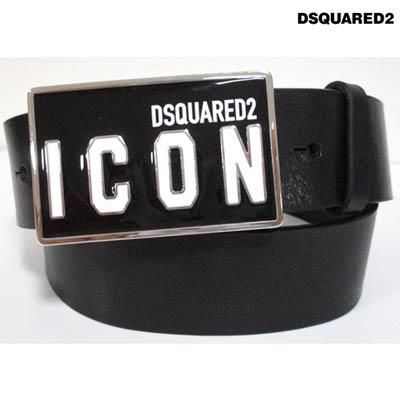 新品 Dsquared2 ICON ロゴ バックル ベルト 黒 90cm-