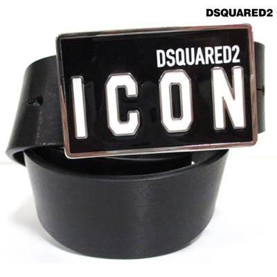 ディースクエアード(DSQUARED2)メンズ 小物 ベルト レザーベルト ロゴ DSQUARED2 ICONロゴバックル付きレザーベルト  ブラックBEM0326 12900001 M436