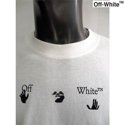 オフホワイト(OFF-WHITE)メンズ トップス Tシャツ 半袖 ロゴ 2color ハンドロゴ・バックスモールアロー/PEACE  EARTHロゴ付きTシャツOMAA027R 21JER009