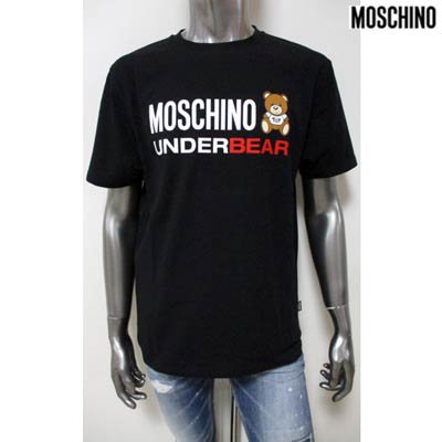 モスキーノ(MOSCHINO), メンズ トップス Tシャツ 半袖 ロゴ 2color 裾ロゴタグ・MOSCHINO  BEARロゴプリント付きTシャツ, A1914 8107