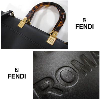 フェンディ FENDI メンズ 鞄 バッグ トートバッグ unisex可 持ち手鼈甲柄・金具FFロゴ・型押しロゴ・2wayレザートートバッグ  8BH386 ABVL F0KUR