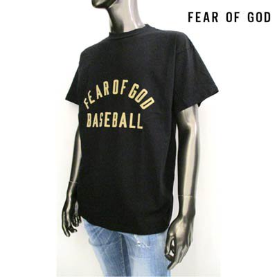FEAR OF GOD フィアオブゴッド Baseball Logo フェルトロゴプリント半袖Tシャツ カットソー ブラック FG50-063CTJ