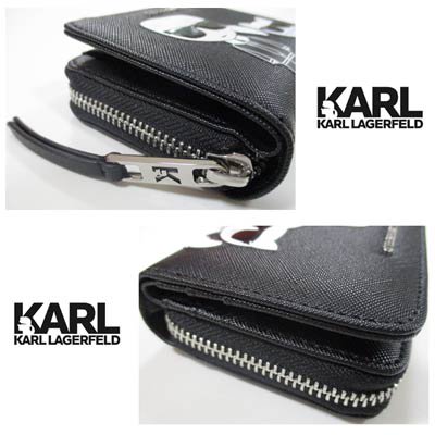 カールラガーフェルド(KARL LAGERFELD)レディース 財布 ウォレット  ロゴプレート・シュペットロゴ付きコンパクトジップウォレット201W3202