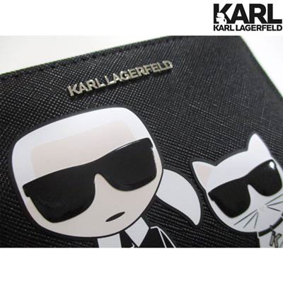 カールラガーフェルド(KARL LAGERFELD)レディース 財布 ウォレット  ロゴプレート・シュペットロゴ付きコンパクトジップウォレット201W3202
