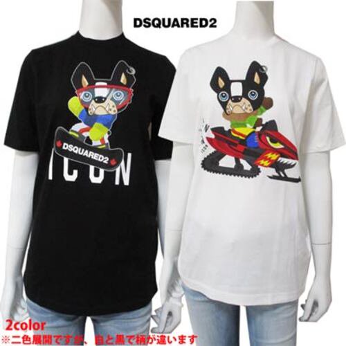 ディースクエアード DSQUARED2 レディース トップス Tシャツ ※2色展開ですが、白と黒で柄が違います ICON/dogロゴT  S80GC0031 S23029