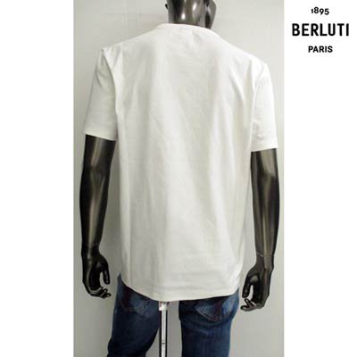 ベルルッティ BERLUTI メンズ トップス Tシャツ 半袖 ロゴ BERLUTI 1895ロゴワッペン付きTシャツ ホワイト R18JRS50  003
