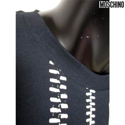 モスキーノ(MOSCHINO), メンズ トップス Tシャツ ロゴ 総柄ZIP柄プリントTシャツ ブラック, 0711 2040 2555