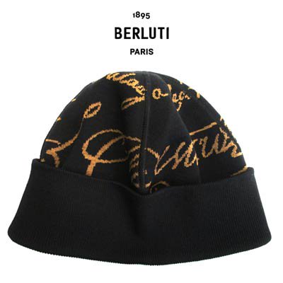 ベルルッティ BERLUTI メンズ 小物 キャップ ニットキャップ 帽子 ニット帽子 ロゴ 刺繍入り・ゴールド刺繍デザインニット帽子 T21HA07 004 B97