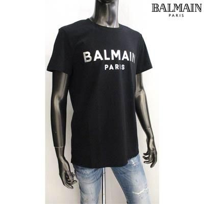 バルマン(BALMAIN)メンズ トップス Tシャツ 半袖 ロゴ 2color シルバー ...