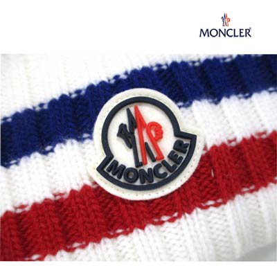 モンクレール MONCLER, メンズ 小物 帽子 ニット帽 キャップ ユニセックス可 ワッペンロゴ・トリコロール入りウール100%ニット帽  ホワイト, 3B00038 M1115 034