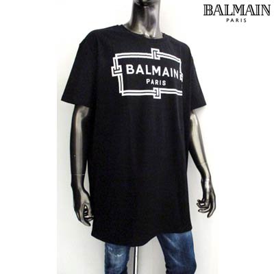 バルマン BALMAIN メンズ トップス Tシャツ 半袖 ロゴ 2color BALMAINスクエアデザインロゴプリント付オーバーサイズTシャツ  VH0EH000 G065 EAB/GAB