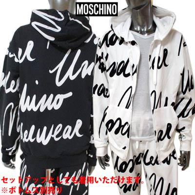 モスキーノ MOSCHINO メンズ パンツ ボトムス ハーフパンツ 2color setup可(トップス別売り) 総柄ロゴプリント入りハーフパンツ  白/黒 4309 8111 1001/1555