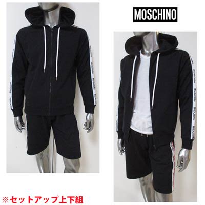 モスキーノ MOSCHINO メンズ トップス パンツ ハーフパンツ セットアップ上下組 2color サイドロゴライン付きセットアップジャージ  A1707+A4306 8120 1/555