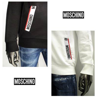 モスキーノ MOSCHINO メンズ トップス パーカー フーディー ロゴ 2color ポケット部分MOSCHINOロゴライン付ジップパーカー  ホワイト A1705 8120 1/555