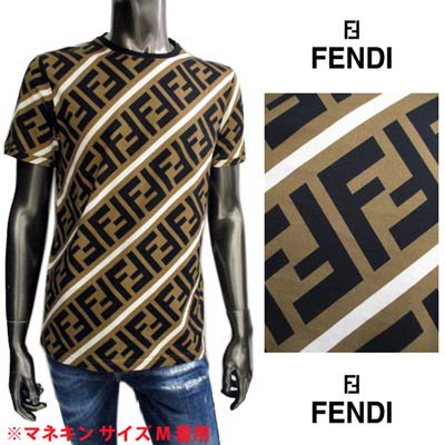 フェンディ FENDI メンズ トップス Tシャツ 半袖 ロゴ 総柄FFズッカ柄
