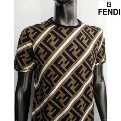 フェンディ FENDI メンズ トップス Tシャツ 半袖 ロゴ 総柄FFズッカ