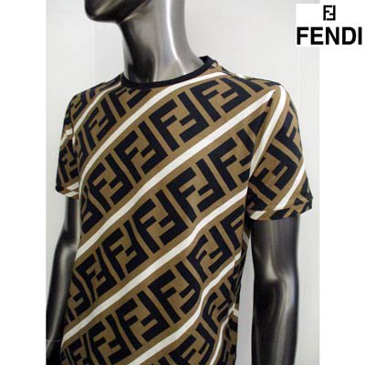 フェンディ FENDI メンズ トップス Tシャツ 半袖 ロゴ 総柄FFズッカ 