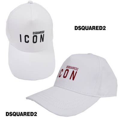 ディースクエアード DSQUARED2 メンズ部分ダメージ加工・ICON DSQUARED2ロゴ入りキャップ ホワイト BCM0413  05C04312 M072