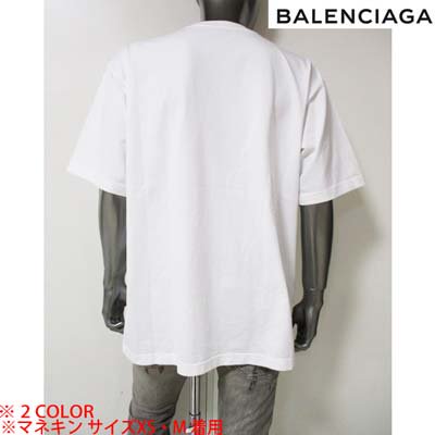 バレンシアガ BALENCIAGA メンズ トップス Tシャツ 半袖 2color オーバーサイズ チェスト部分ロゴ入りコットンTシャツ 白/黒  641655 TJV87 9040/1070