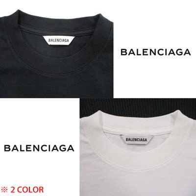 バレンシアガ BALENCIAGA メンズ トップス Tシャツ 半袖 2color オーバーサイズ チェスト部分ロゴ入りコットンTシャツ 白/黒  641655 TJV87 9040/1070