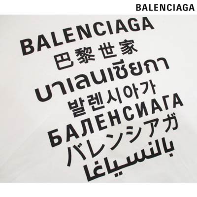 バレンシアガ BALENCIAGA メンズ トップス パーカー フーディー シワ加工・マルチランゲージロゴプリント付オーバーサイズパーカー 白  641529 TJVI6 9040