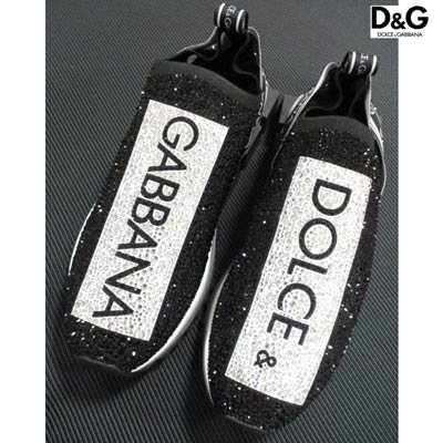 ドルチェ&ガッバーナ DOLCE&GABBANA メンズ 靴 スニーカー ロゴ ブラックラインストーン/ビジューロゴ付きローカットスニーカー  CS1724 AZ325 8S574