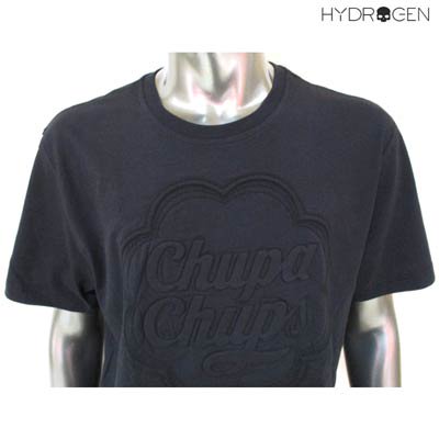 ハイドロゲン HYDROGEN メンズ トップス Tシャツ 半袖 チュッパチャップスエンボス加工ロゴ・裾部分HYDROGENロゴ刺繍付きTシャツ  ブラック 284619 007