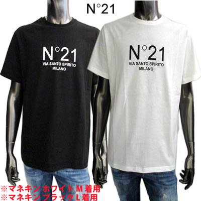 ヌメロヴェントゥーノ N°21 メンズ トップス Tシャツ 半袖 ロゴ 2color フロントN°21ロゴプリント付きTシャツ 白/黒 F032  6316 1101/9000