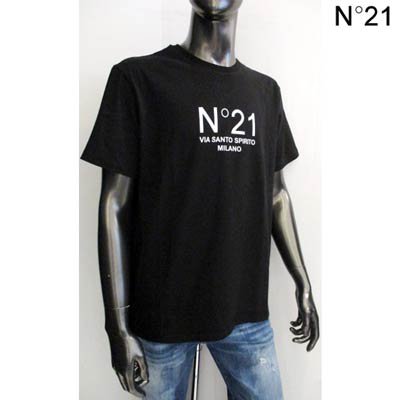 ヌメロヴェントゥーノ N°21 メンズ トップス Tシャツ 半袖 ロゴ 2color フロントN°21ロゴプリント付きTシャツ 白/黒 F032  6316 1101/9000
