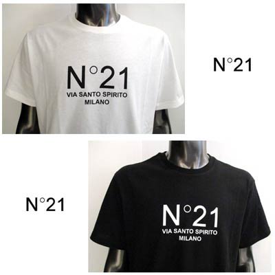 ヌメロヴェントゥーノ N°21 メンズ トップス Tシャツ 半袖 ロゴ 2color フロントN°21ロゴプリント付きTシャツ 白/黒 F032  6316 1101/9000