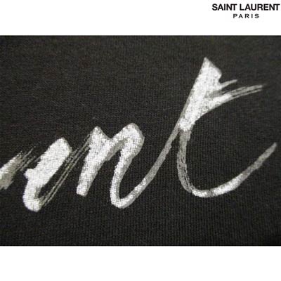 サンローランパリ SAINT LAURENT PARIS メンズ トップス Tシャツ 半袖 裾カットオフ・グラフィティロゴプリント付きTシャツ  ブラック 480406 YB1GN 9787