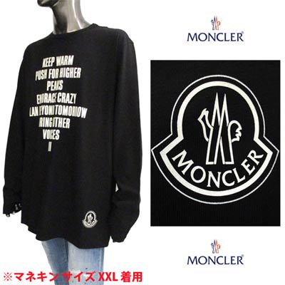 モンクレール MONCLER メンズ トップス ロンT ランゲージプリント・裾部分エンブレムロゴプリント付ロングTシャツ 8D00012 8390T  999