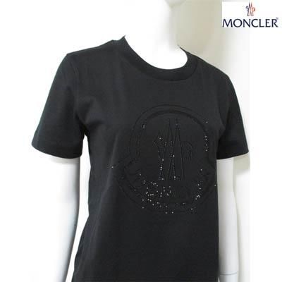 ぷ*り様 MONCLER ブラック ロゴ Tシャツ ラインストーン モンクレール MONCLER MONCLER Tシャツ 8C00016 829FB 半袖