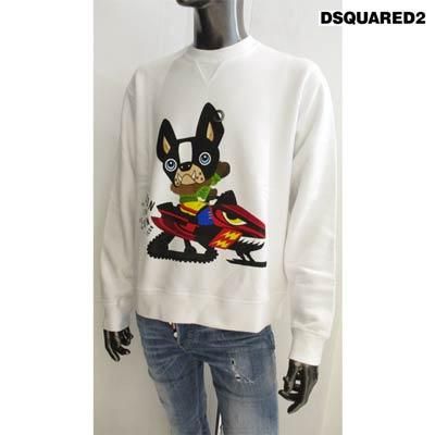 正規品DSQUARED2動物イラスト 半袖シャツ ベージュ DSQUARED2 (ディースクエアード) DOGプリント クルーネック 半袖