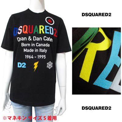 ディースクエアード DSQUARED2 レディース トップス Tシャツ 半袖 マルチロゴ・レインボカラーDSQUARED2ロゴ付Tシャツ  S75GD0209 S23009 900