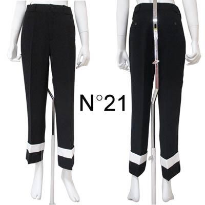 美品 N°21 ヌメロ ヴェントゥーノ パンツ ボトムス ベルト付き ヌメロヴェントゥーノ N°21 レディース パンツ ボトムス 裾
