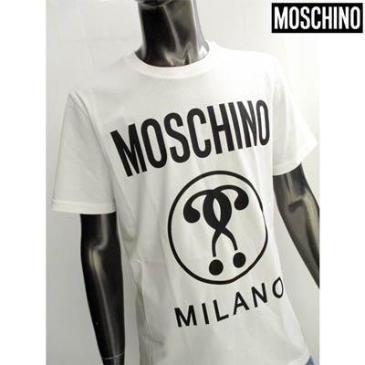 モスキーノ MOSCHINO メンズ トップス Tシャツ 2color サークルロゴ・MOSCHINOロゴプリント付Tシャツ 白/黒 A0706  5240 1002/1555