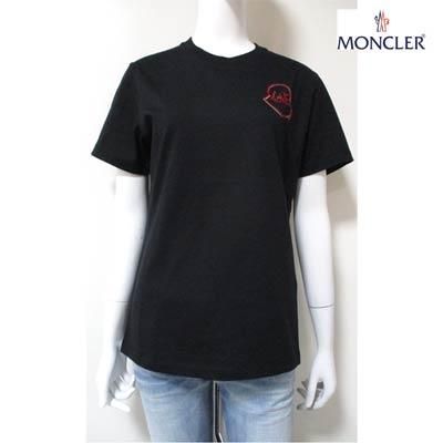 ［新品同様］モンクレール　レディース　Tシャツ　ブラック ブラック Tシャツ : トップ＆Tシャツ 向けの レディース