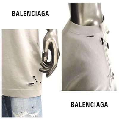 バレンシアガ BALENCIAGA メンズ Tシャツ 半袖 トップス クラッシュ加工・フロントロゴにじみ加工入りオーバーサイズTシャツ グレー  661715 TKVD5 8174